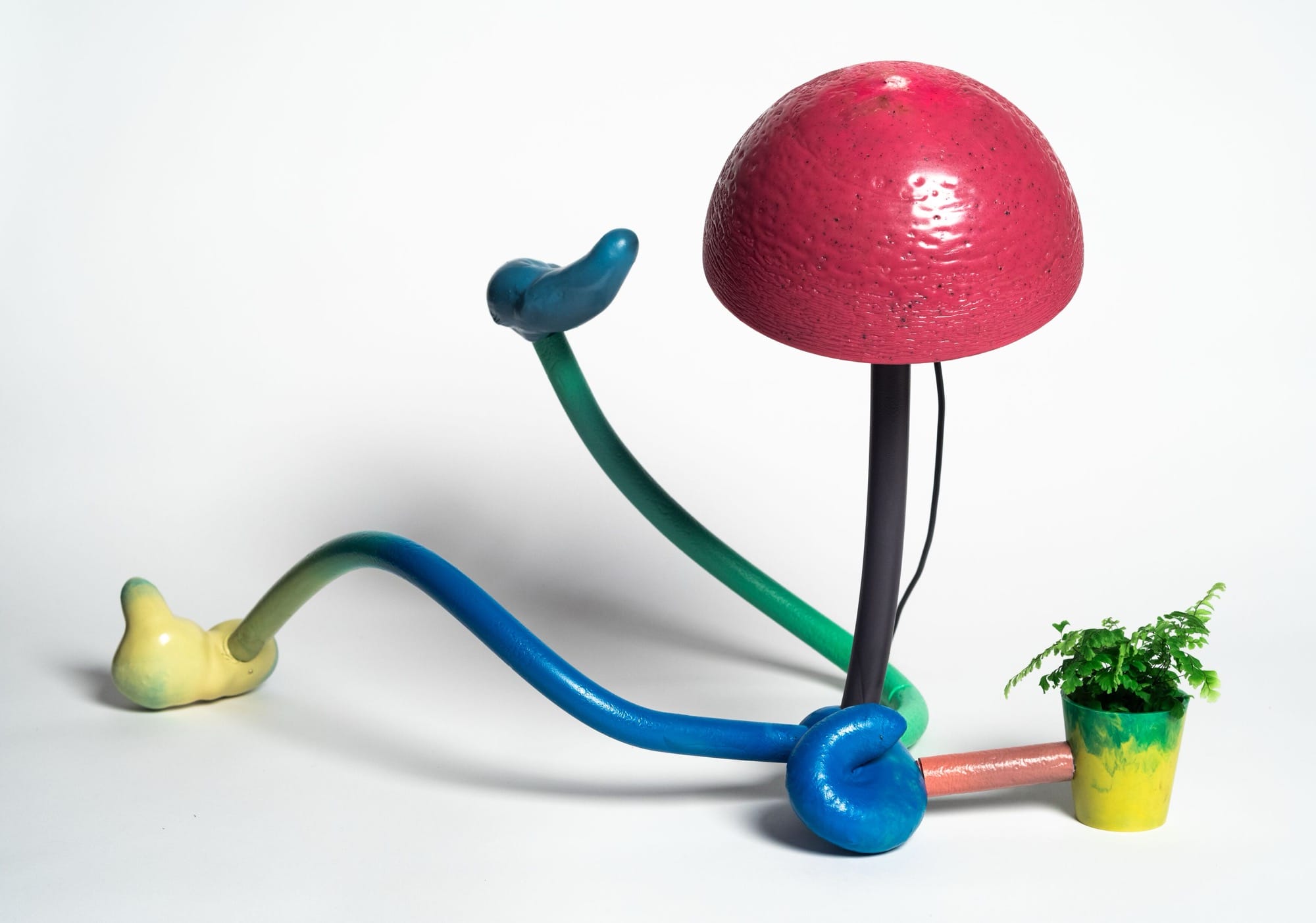 mika rottenberg's mushroom shaped lamp